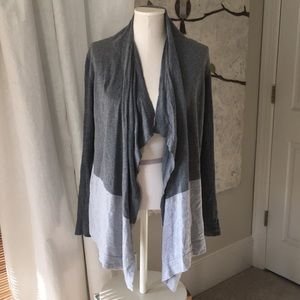 LOFT Gray Tone-On-Tone Open Cardigan